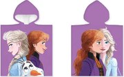 Disney Jégvarázs Purple strand törölköző poncsó 50x100 cm