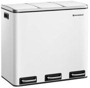 Konyhai pedálos szemetesdoboz, szelektív hulladékgyűjtő, 3 x 18 l, fehér