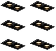 6 darabos modern, fekete, állítható, 2 fényű süllyesztett spotlámpa szett - Roof