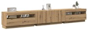 kézműves tölgy szerelt fa TV-szekrény LED-ekkel 260x35x40 cm