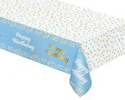 Kék Happy Birthday B&amp;C Light Blue fólia asztalterítő 137x183 cm