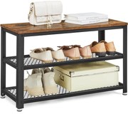 Cipőpad, cipőtartó 2 polccal, rusztikus barna és fekete