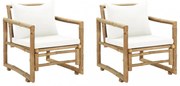 vidaL 2 db bambusz kerti szék hát- és ülőpárnával