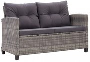 kétszemélyes szürke polyrattan kerti kanapé párnákkal 124 cm