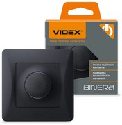Videx Binera fekete színű süllyesztett 600W-os dimmer kapcsoló