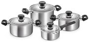 Indukciós tűzhelyhez alkalmas rozsdamentes acél edénykészlet fedővel, 4 db-os 4 l Brava – Tescoma