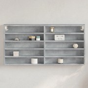 betonszürke szerelt fa vitrinszekrény 100 x 8,5 x 50 cm