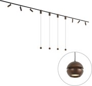 Modern sínrendszer 6 spotlámpával és 4 függőlámpával Easylift sötét bronz 1 fázisú - Slimline Uzzy Tira