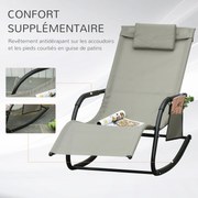 Outsunny Ergonomikus Hinta Szék - Levehető Fejtámasz, Kartámaszok, Tároló Zseb - Világosszürke Fém Epoxi Textilene | Aosom