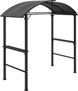 Outsunny BBQ Pavilon 233 x 110 x 235 cm Szélálló Kerti Pavilon Két Rétegű Tetővel, Polcokkal, UV Védelemmel, Acélból Készült BBQ Pavilon, Kerti sátor