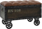 vidaXL tömör fa és műbőr tárolópad 80,5 x 41 x 50 cm