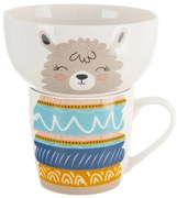Orion Porcelános bögre tállal Lama, 0,35 l