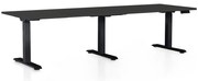 OfficeTech Long állítható magasságú asztal, 240 x 80 cm, fekete alap, fekete