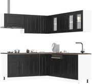 vidaXL 11 darabos konyhaszekrény szett Kalmar fekete színű műfa