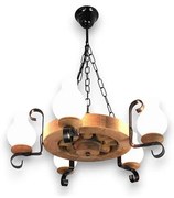 Brilagi - Csillár láncon ROATA 5xE14/40W/230V bükkfa