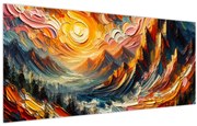 Kép - Hegyek, melyeket napfény ölel (120x50 cm)