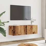 2 db antik fa színű falra szerelhető TV-szekrény 100x30x30 cm