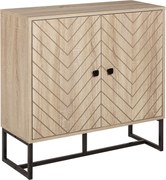 HOMCOM Konyhai Tálaló Bútor Két Ajtóval és Polccal – Tároló Szekrény Étkezőbe, Nappaliba, Hálószobába – Modern Stílus 80x29.5x80 cm Természetes Fa és