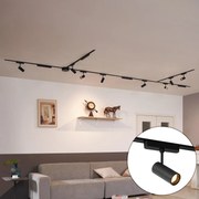 Sínrendszer 8 spotlámpával és 4 mennyezeti lámpával, fekete, 1 fázisú - Magnetic Gert Puntua