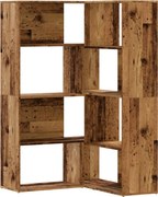 vidaXL 4 szintes antik fa szerelt fa sarokkönyvespolc 85 x 85 x 140 cm