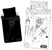 Fekete-fehér egyszemélyes pamut gyerek ágyneműhuzat világító hatással 140x200 cm Star Wars – Jerry Fabrics
