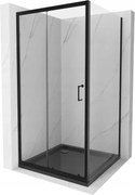Mexen Apia tolóajtós zuhanykabin 90 x 90 cm, átlátszó, fekete + Flat zuhanytálca, fekete - 840-090-090-70-00-4070B