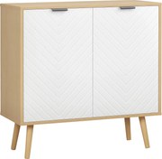 HOMCOM Modern, Többcélú Mobil Chipboardból és Fenyőfából, 3 Szinten Állítható Belső Polccal, Előtér, Nappali, Konyha és Fürdőszoba Bútor, 77x35x77,5 c