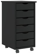 MOSS fekete tömör fenyőfa görgős szekrény fiókokkal