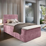 Kárpitozott boxspring ágy GLORIEN VELVET 90x200 cm rózsaszín Matrac: Bonell rugós matrac
