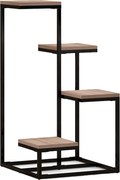 Outsunny Fém és Fa Növényállvány Virágpolc 4 Szinten Ipari Stílus 40L x 40W x 75.5H cm | Aosom