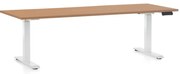 Állítható magasságú asztal OfficeTech D, 200 x 80 cm, fehér alap, bükkfa