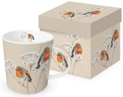 Karácsonyi porcelán bögre 400 ml vörösbegy Solitude