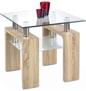 DIANA dohányzóasztal 55x60 cm sonoma tölgy/átlátszó üveg