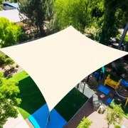 Négyzet alakú vízlepergetős napvitorla, árnyékoló, fémhorgokkal, 170g/m2, 3 x 3 m - krém