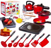Procart Gyerek konyhai kiegészítők, 36 darabos készlet, indukciós főzőlap, grill, vízforraló, edények, élelmiszer