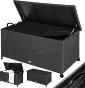 RICCO polyrattan tárolódoboz, 270L, 117x53x60cm, fekete Casaria