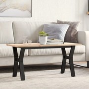 tömör fenyőfa és öntöttvas dohányzóasztal Y-vázzal 100x50x45 cm