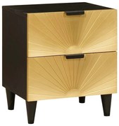 Éjjeli asztal Fekete és Arany 40 x 33.5 x 46 cm tömör mangófa