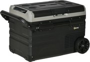 Outsunny 40L Hordozható Hűtőláda LED Világítással, Kompresszoros Autó Hűtő, Fogantyúkkal és Szállító Kerekekkel, Csónakhoz, Lakóautóhoz, Utazáshoz, 12