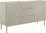 Nicole komód 150 cm fiókos, bordázott előlap - kasmír / arany lábak