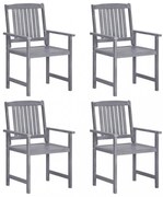 4 db szürke tömör akácfa kerti szék