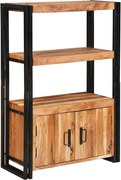 vidaXL Könyvespolc Ajtókkal Barna 72 x 33 x 110 cm Tömör akácfa és fém