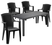 Birgu 4 személyes Kerti Bútor Szett Kingston székkel - Antracit SX