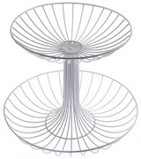 Fém Etager süteményállvány, 2 emelet, fehér