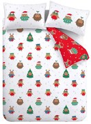 Piros-fehér kétszemélyes-hosszabbított ágyneműhuzat 230x220 cm Party Robins – Catherine Lansfield