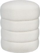 HOMCOM Kerek Puff Teddy Plüss Külsővel, Krémfehér, Ø40 x 45 cm | Aosom