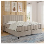 ALICIA 160x200 cm kárpitozott ágy matracokkal és fedőmatraccal, tárolóhellyel, bézs