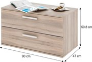Kétfiókos komód, DTD laminált, sonoma tölgyfa, DUNAJ 8