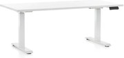 Állítható magasságú asztal OfficeTech C, 160 x 80 cm, fehér alap, fehér