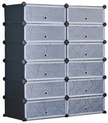 Műanyag elemes cipőtároló szekrény, több színben-fekete